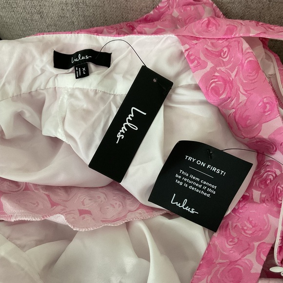 Lulus Rudra Pink Floral Jacquard A-Line Backless Pockets Midi Dress NWT XL - Picture 12 of 16